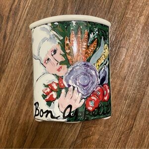1997 Vintage Nancy Thomas Kitchen Ceramic Canister Bon Apetit Italian 6.5x6.5